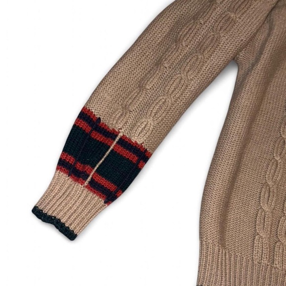 Elegant Tan Cable Knit Turtleneck Sweater - Picture 2 of 6